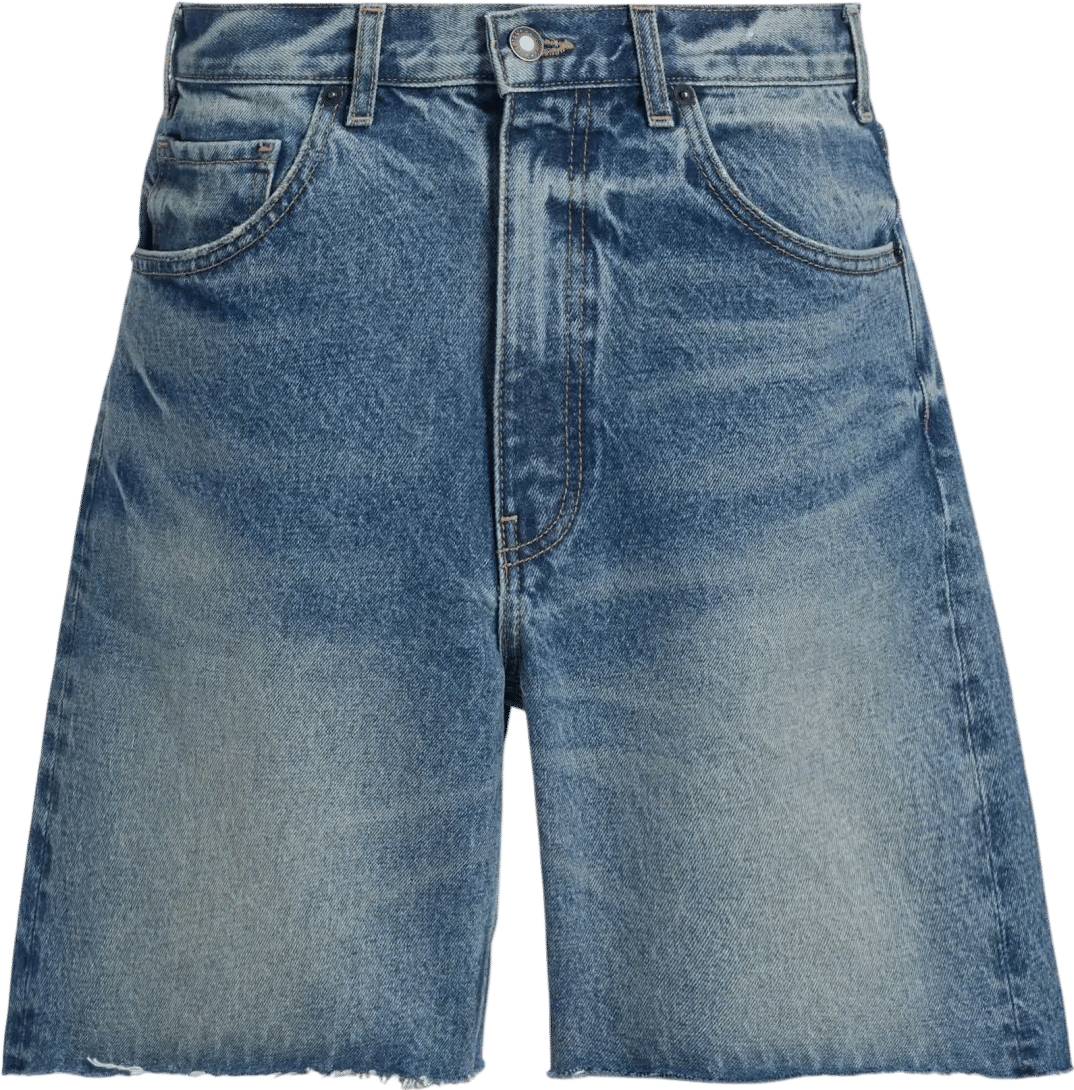 Low rise long denim shorts.