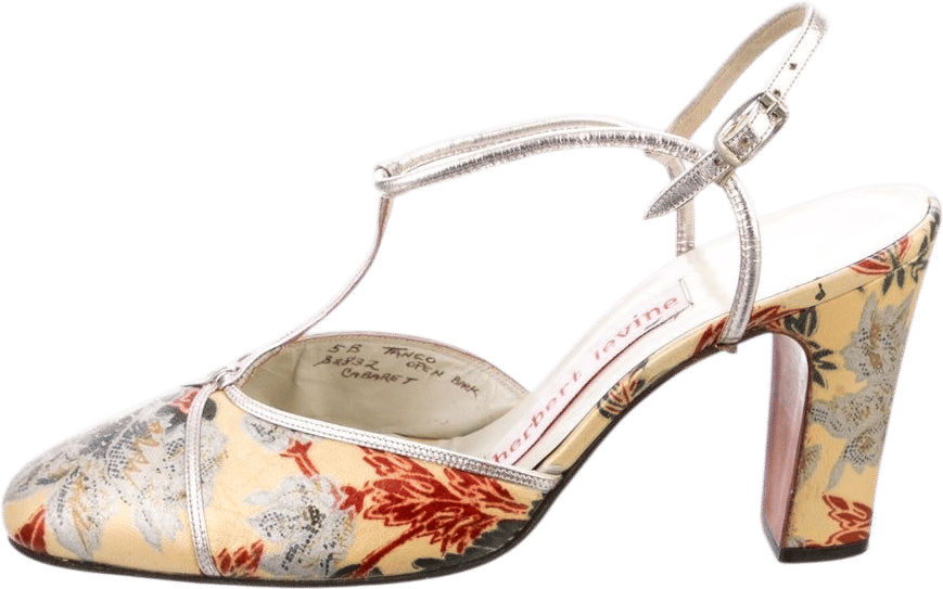 1970s Vintage Floral Brocade T-Strap Pumps