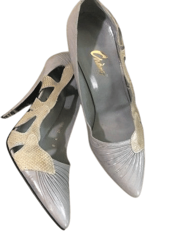 Vintage Blue and White Leather Pumps
