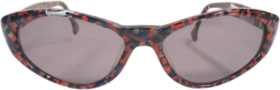 Vintage Enrico Coveri Sunglasses FMG L15 Blue Red Confetti Cat Eye Purple Lenses