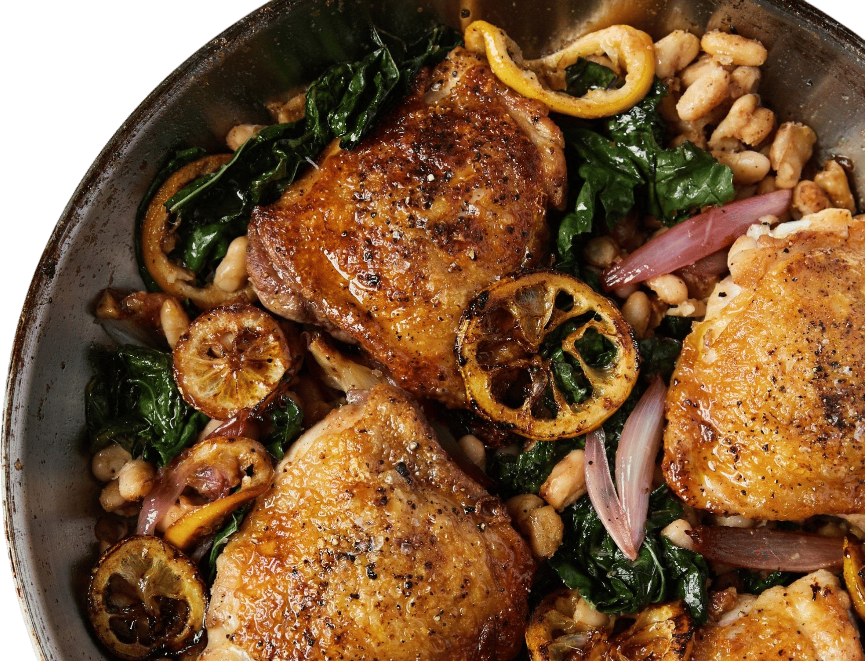 Skillet Chicken With White Beans and Caramelized Lemon Recipe