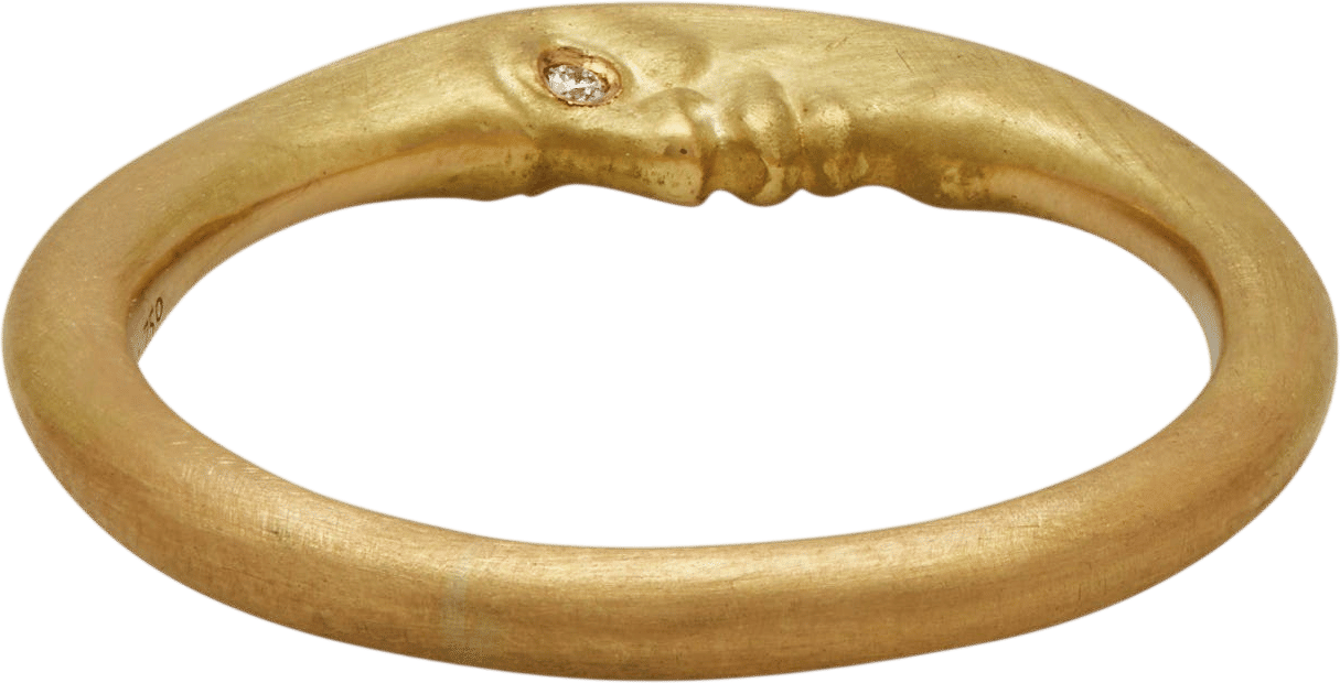 Anthony Lent Crescent Moonface Ring with Diamond Eyes