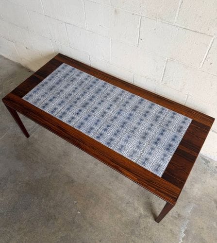 Danish Modern Rosewood & Tile Coffee Table