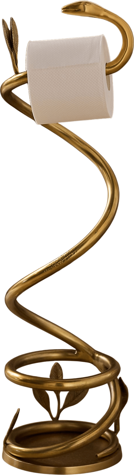 Serpentine Brass Standing Toilet Paper Holder