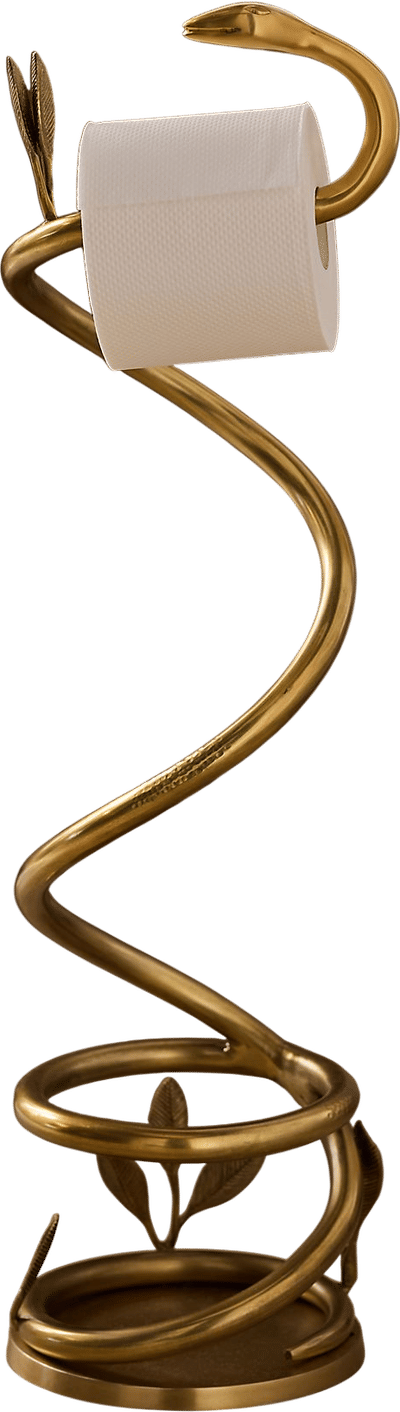 Serpentine Brass Standing Toilet Paper Holder
