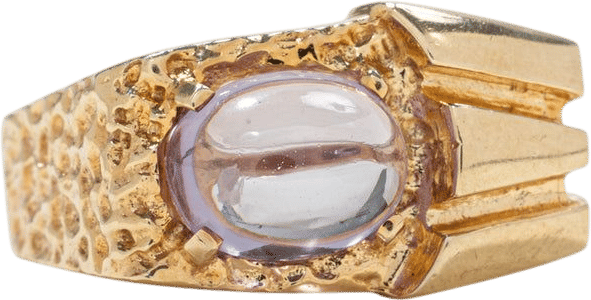 Synthetic Sapphire Textured Geometric Ring