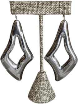 Vintage Sterling Silver 925 Abstract Sculptural Drop Earrings