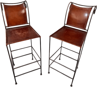 Vintage Spanish-Style Leather Barstools