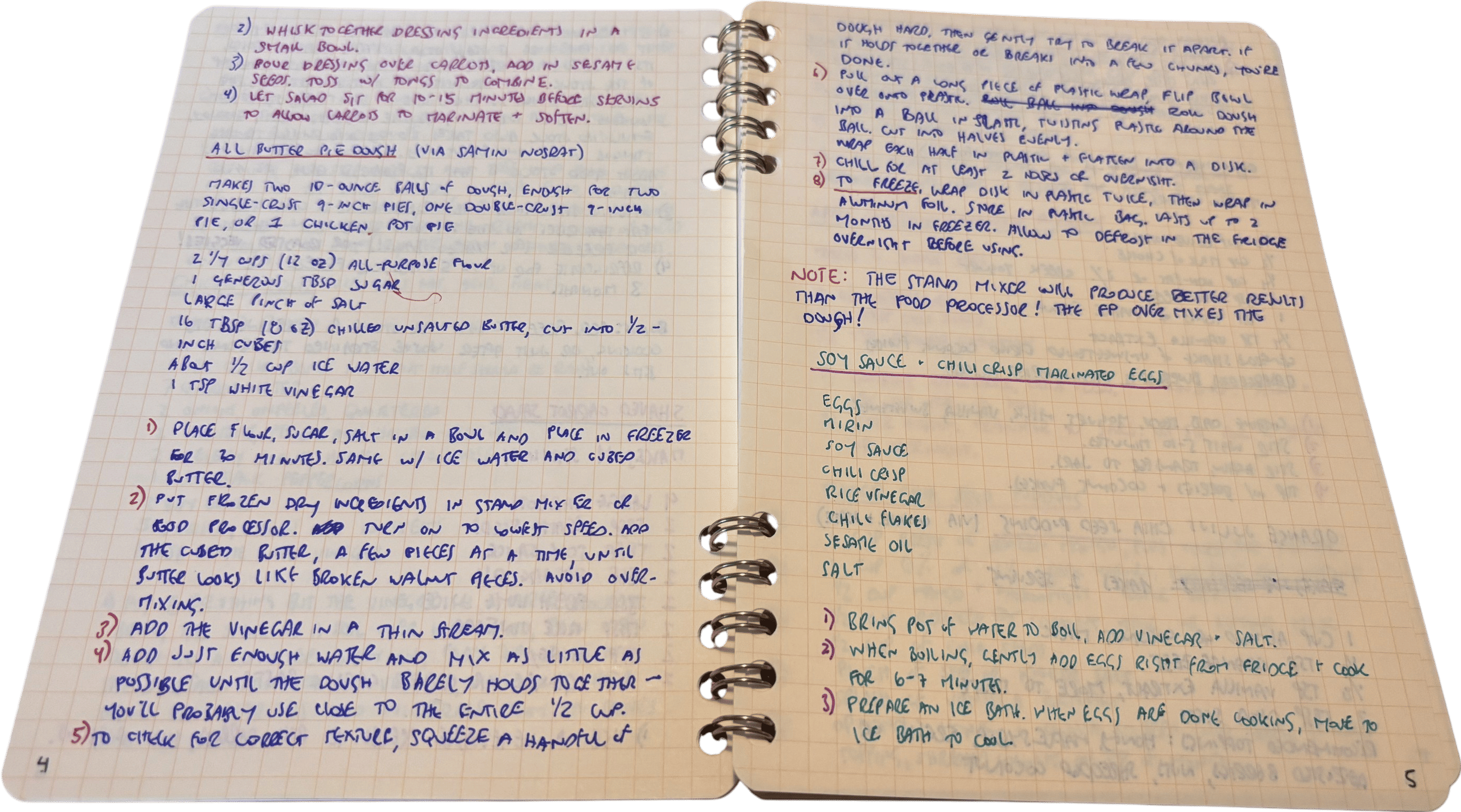 having a notebook for recipes you make all the time