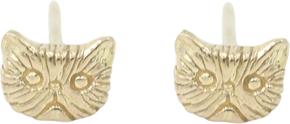 Petite Persian Cat Studs - 14K Gold