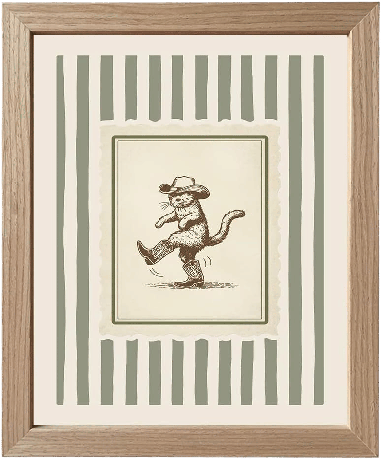 Vintage Cowboy Cat Wall Art