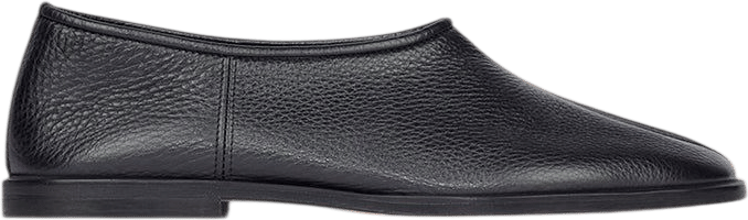 Black Leather Slip-On Shoes