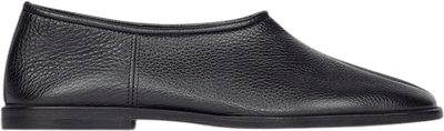 Black Leather Slip-On Shoes