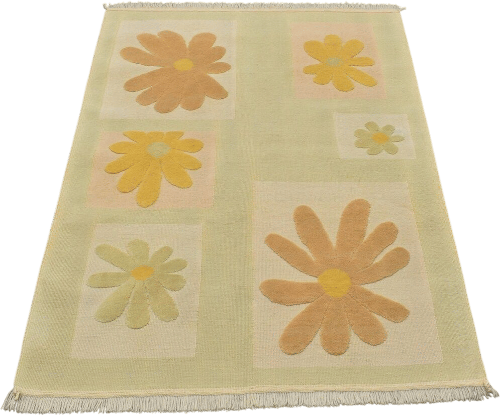 Swedish Hooked Floral Rug 4x6