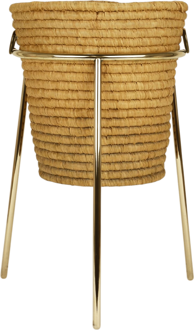 Raffia Brass Tripod Basket