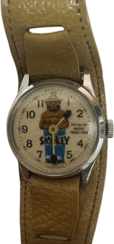 Vintage 1960’s Smokey The Bear Wind-Up Wrist Watch -- Swiss Made!