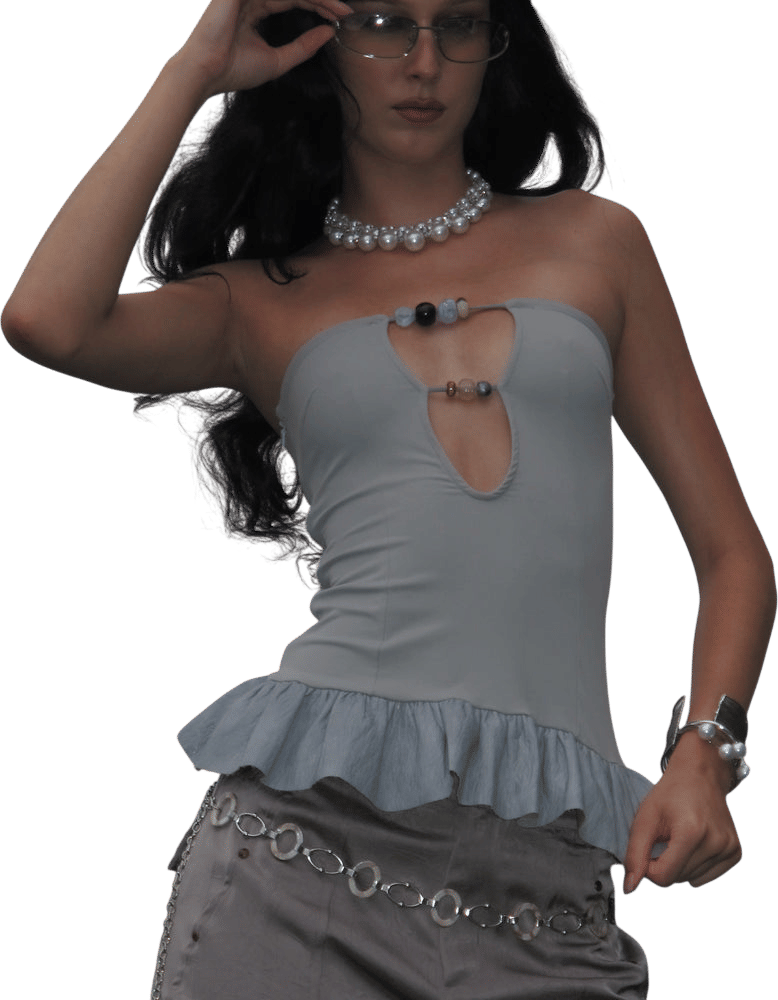 PROD Clover Beaded Leather Top Blue