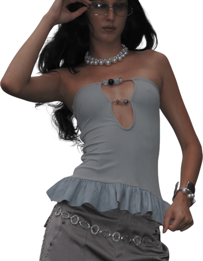 Clover Beaded Leather Top