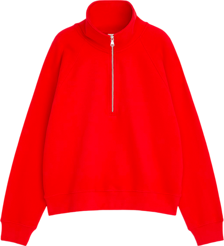 Arket Half Zip Terry Sweatshirt Red