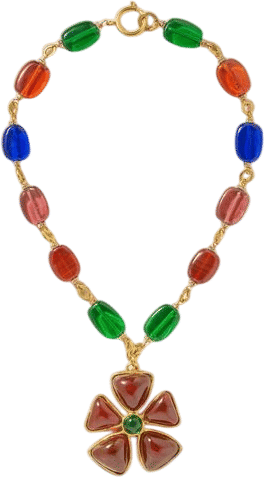 Vintage 1980 Gold-Plated Gripoix Crystal Necklace