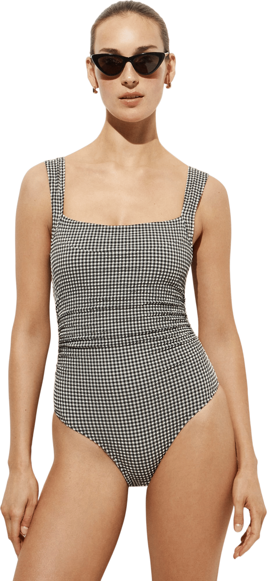 J.Crew Nia ruched squareneck one-piece in gingham
