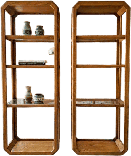 Vintage Oak Octagonal Display Shelves