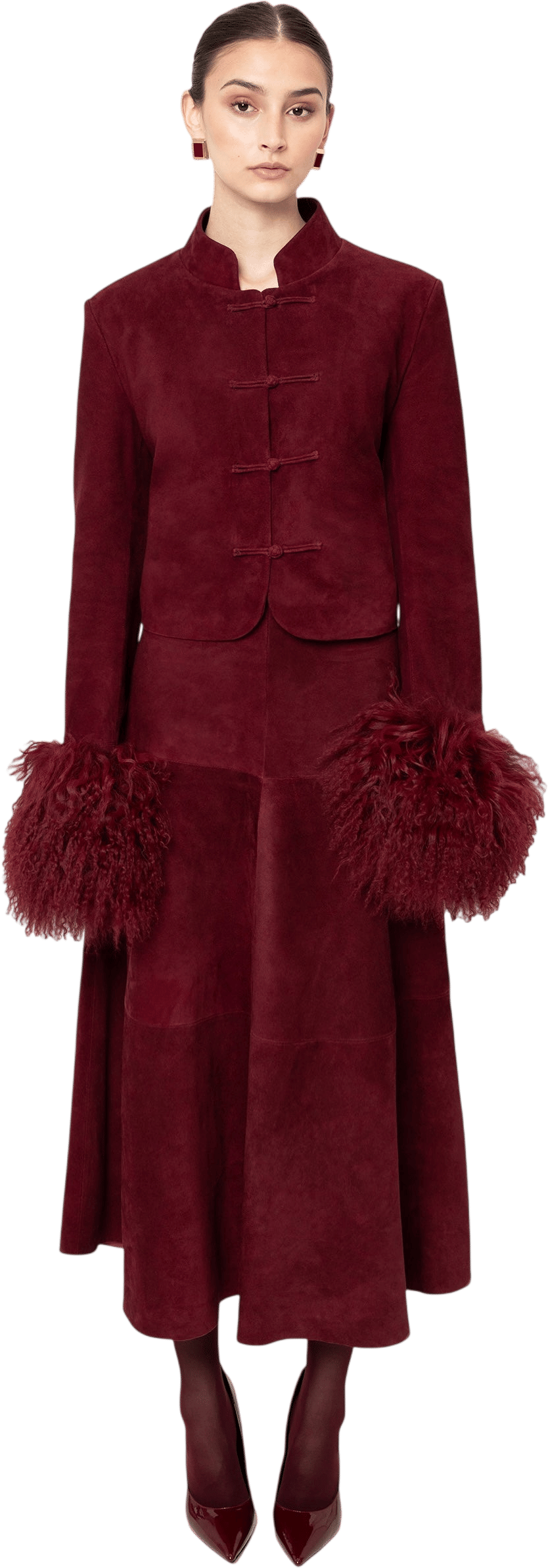 Susanna Chow Leighton Shearling Trim Suede Jacket