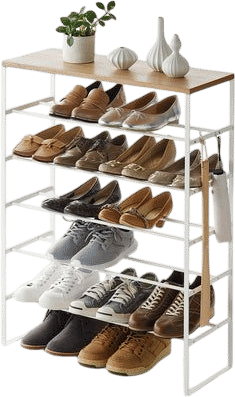 Tower Six-Tier Shoe Rack with Wood Top