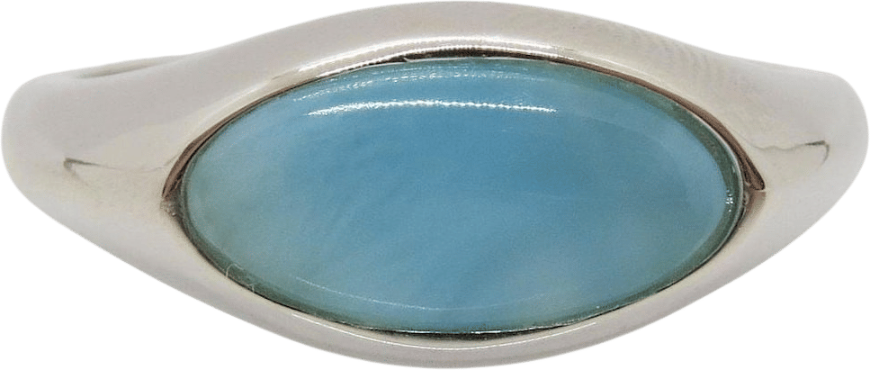 Vintage Sterling Silver Larimar Bold Dome Ring Size 8