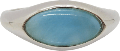 Vintage Sterling Silver Larimar Bold Dome Ring