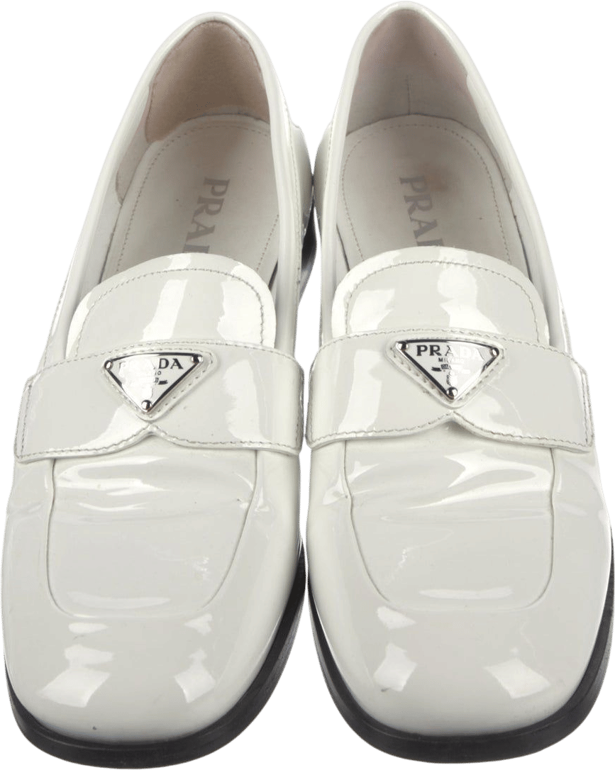 Enameled Metal Triangle Patent Leather Loafers