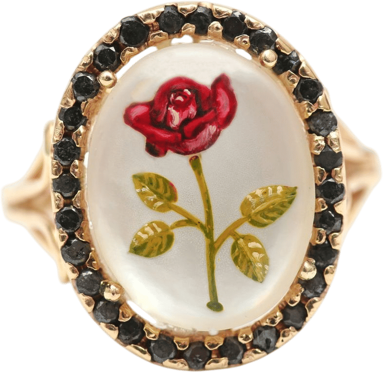 14k Black Diamond Rose Ring - Etsy