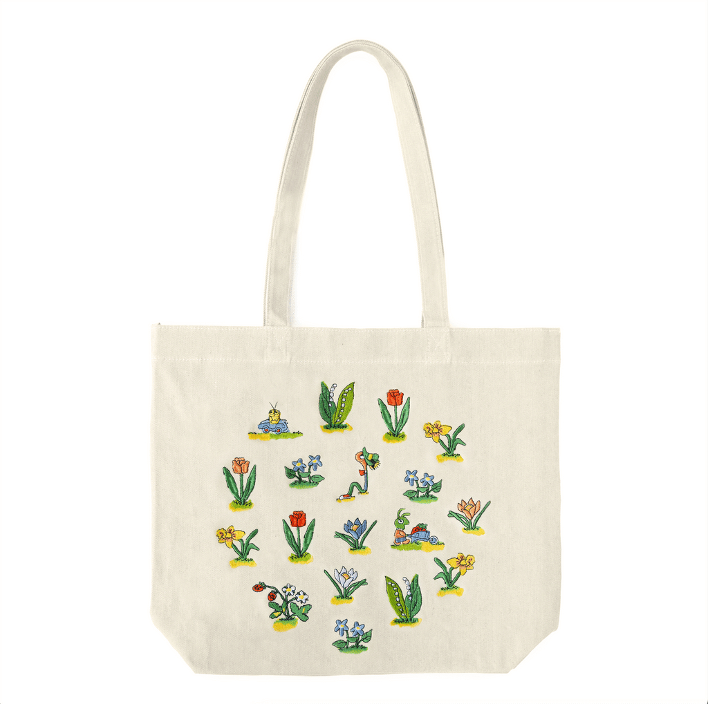 3P4 x Richard Scarry Lowly Worm Floral Embroidered Tote