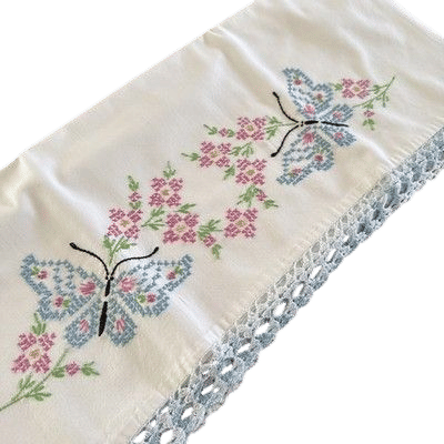 VTG Butterfly Embroidered Pillowcases Queen 21x34 Cross Stitch Crochet Lace | eBay