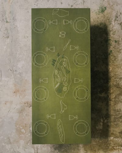 "Big Aïoli" Hand-Embroidered Linen Tablecloth