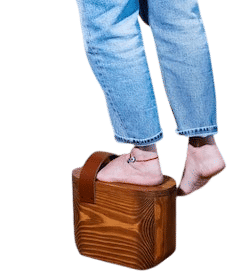 Decorative Wooden Step Stool For High Shelves in Kitchen or Bedroom With Leather Handle