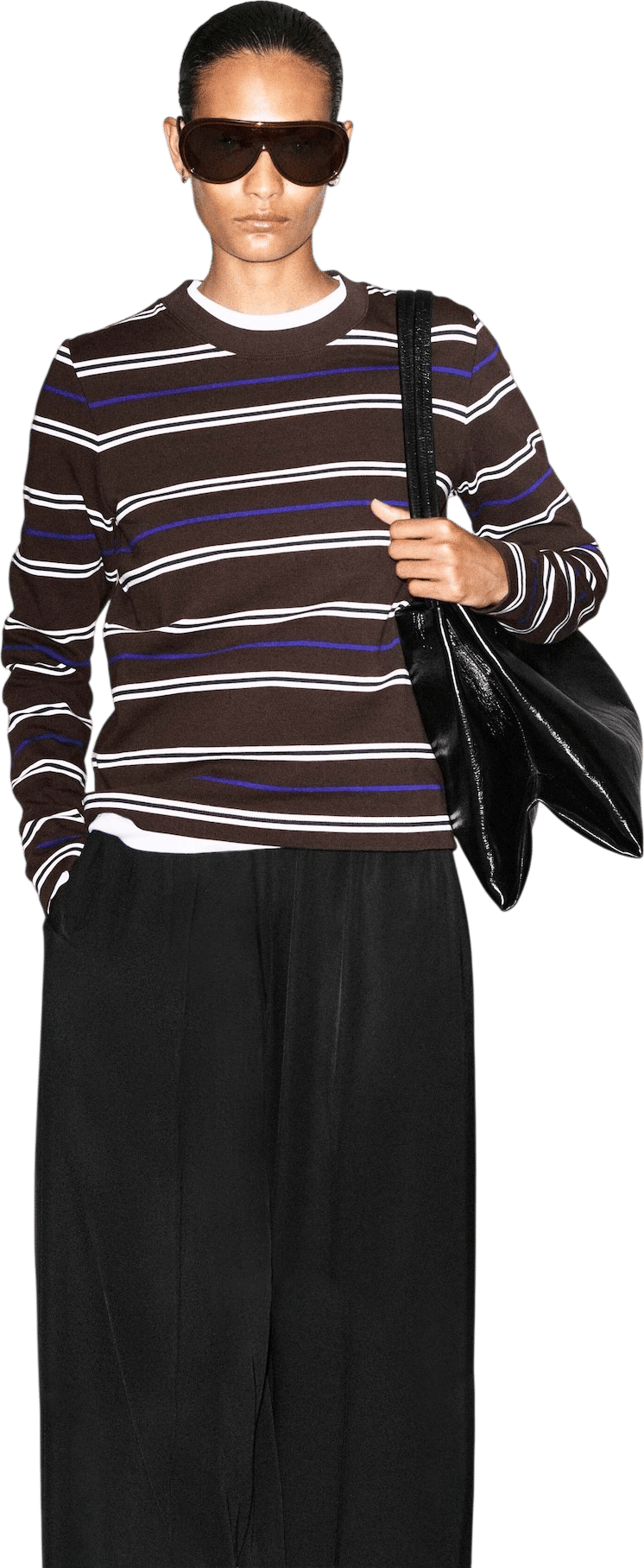 Clean Cut Long-Sleeved T-Shirt - Brown / Striped