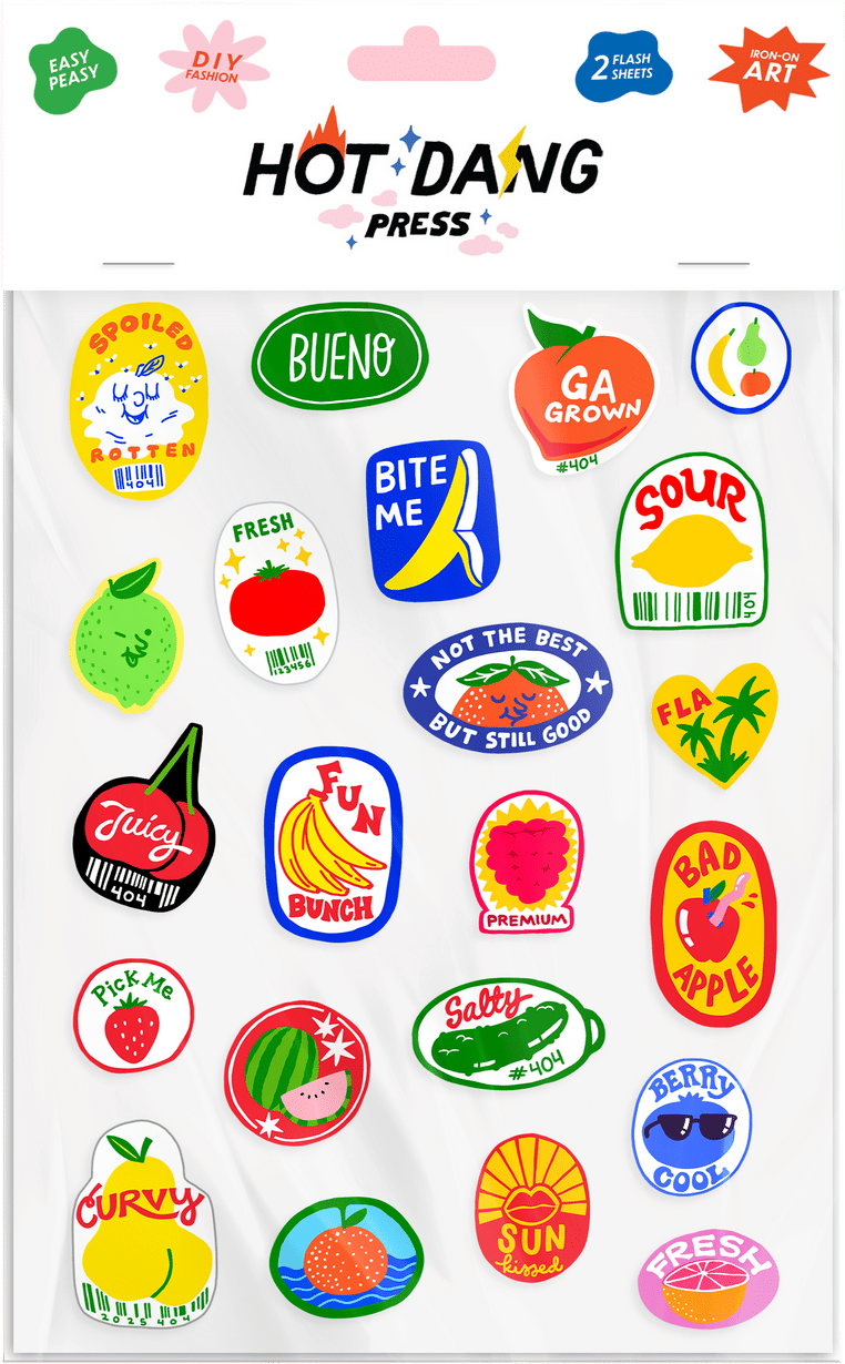Hot Dang Produce Stickers Sheet Set