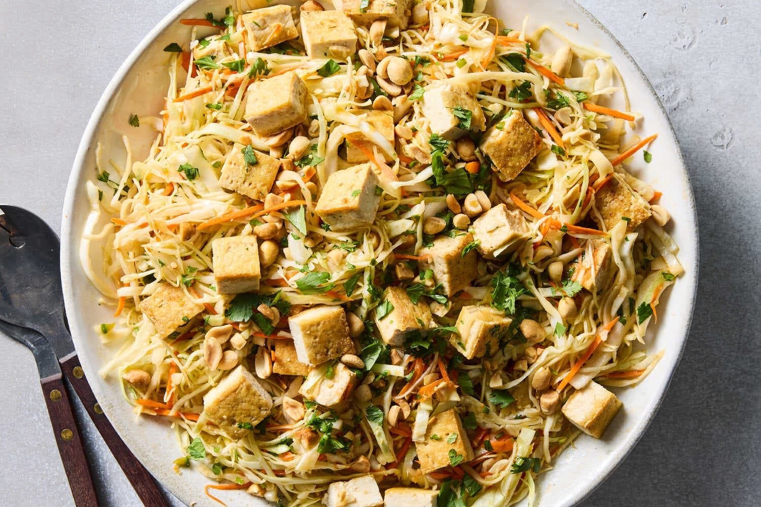 A Light, Filling Tofu Salad (I add chicken!)
