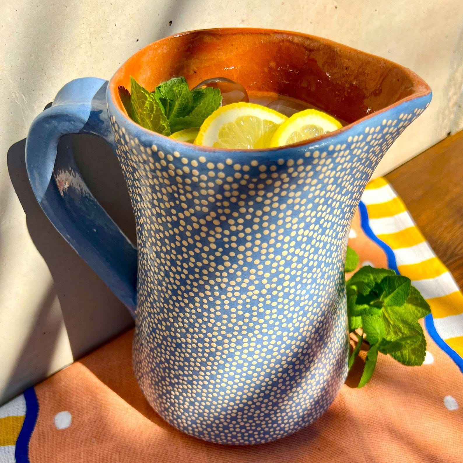 Handmade Mexican Terracotta Jug – Hand-Painted Rustic Pottery Pitcher