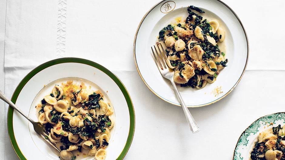 Orechiette with Kale, Bread Crumbs, and Anchovies