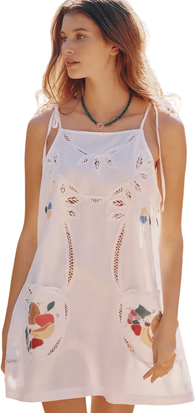 Celandine Fruit Market Cutwork Mini Dress