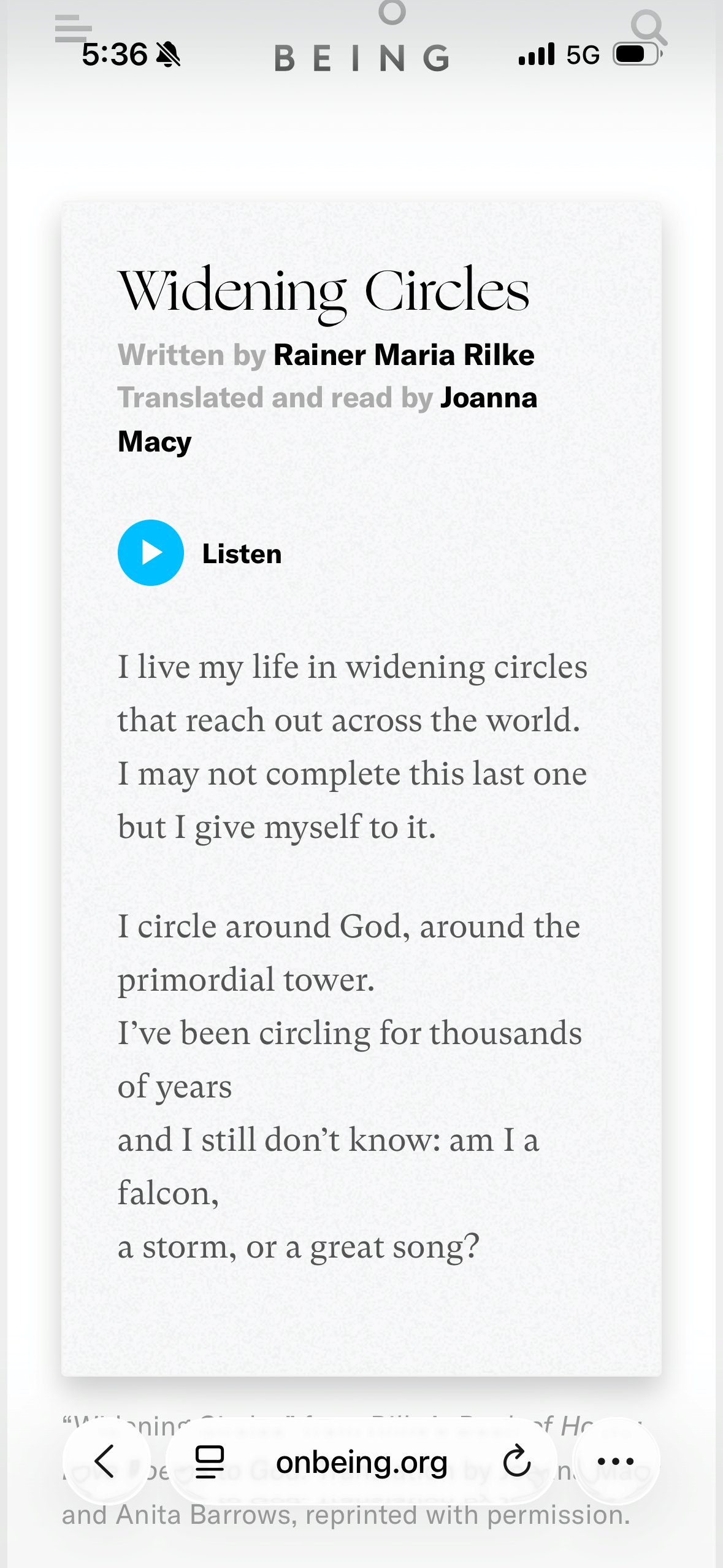 Widening Circles by Rainer Maria Rilke