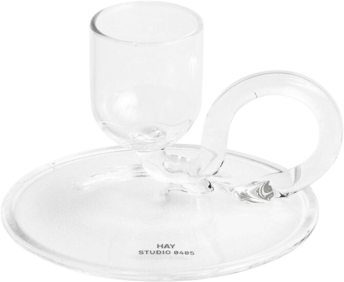 Tiny candleholder, curved, clear