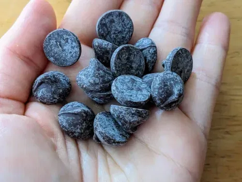 A handfull of chocolate chips