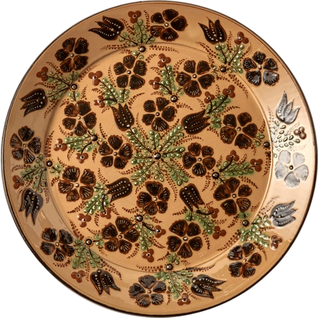 Flowers Hand-Painted Ceramic Round Platter