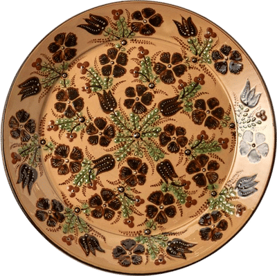 Flowers Hand-Painted Ceramic Round Platter