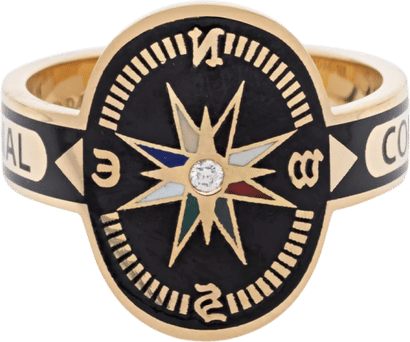 Internal Compass Cigar Band Ring