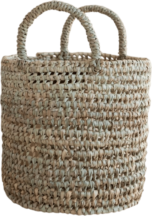 Open Weave Tall Basket with Handles