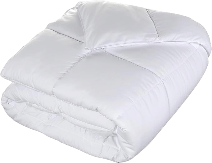 Superior Brushed Microfiber Solid Comforter, Down Alternative Bedding, Reversible, Medium Weight, Fluffy, Decorative, Duvet Insert, Oversized Blanket, Box Quilt Design, Queen, White